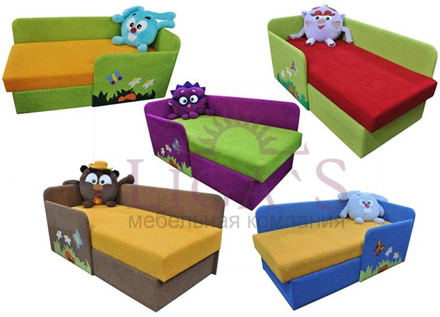 Детский диван Смешарики 70*150 см, детский диван тахта, мягкая детская кровать.